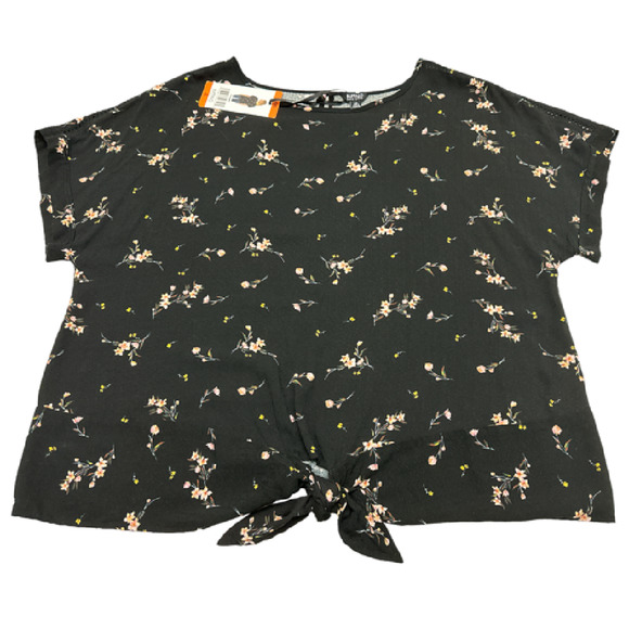 Buffalo David Britton Top XXL Black Floral Lace Waist Tie Viscose Roomy 2X - Picture 1 of 7